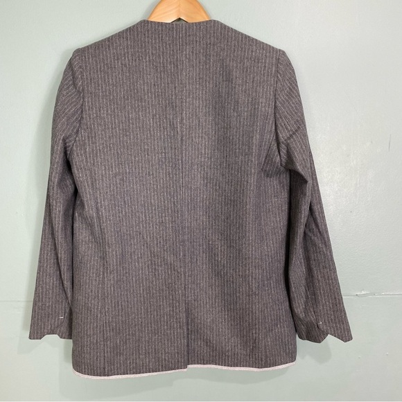 Zadig & Voltaire Ville Military Blazer Gray Silver Sz 6 - Picture 4 of 6